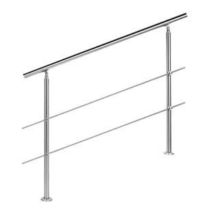 Trapleuning RVS | Dubbele staander | 120 cm | 2 dwarsbalken