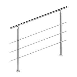 Trapleuning RVS | Dubbele staander | 120 cm | 3 dwarsbalken