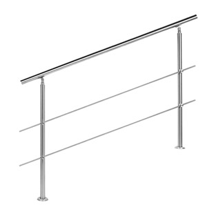 Trapleuning RVS | Dubbele staander | 140 cm | 2 dwarsbalken