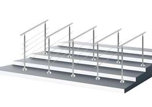 Trapleuning RVS | Dubbele staander | 140 cm | 2 dwarsbalken
