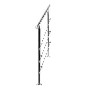 Trapleuning RVS | Dubbele staander | 140 cm | 3 dwarsbalken
