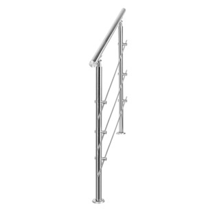 Trapleuning RVS | Dubbele staander | 160 cm | 3 dwarsbalken