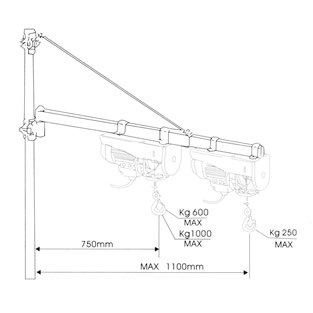 Zwenkarm t.b.v. takel | 110 cm | 600 kg