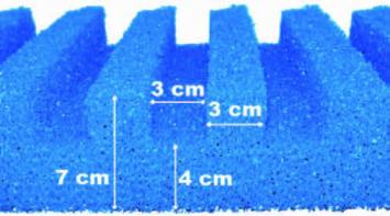 Filterschuim T-profiel Blauw | 50 x 50 cm