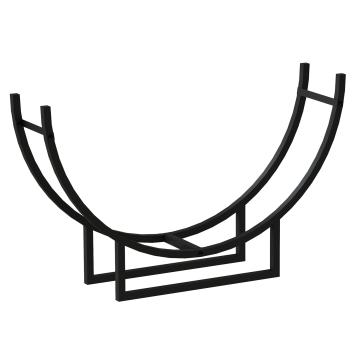 Brandhoutrek halfrond | Staal | Zwart | 55 x 92 x 21 cm