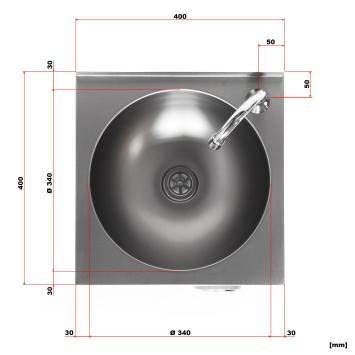 Wastafel rond | RVS | Kniebediening