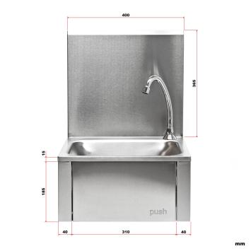 Wastafel met spatscherm | RVS | Kniebediening