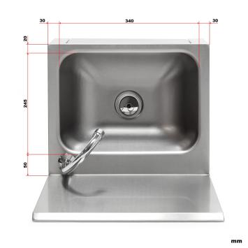 Wastafel met spatscherm | RVS | Kniebediening