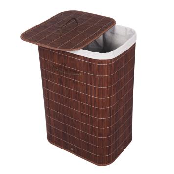 Wasmand met waszak | Bamboe | Bruin | 72 liter | Rechthoek