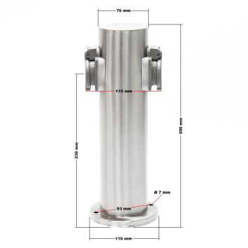 Buitenstopcontact | Zuil RVS | 2-voudig | Rond