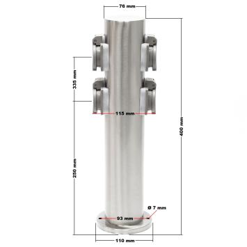 Buitenstopcontact | Zuil RVS | 4-voudig | Rond