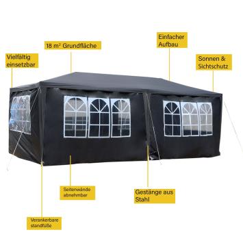 Partytent 3 x 6 meter | Antraciet