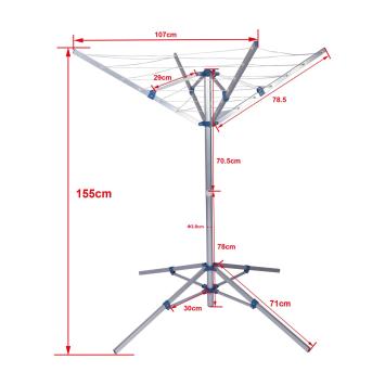 Droogmolen | Aluminium | Opvouwbaar | 16 meter waslijn