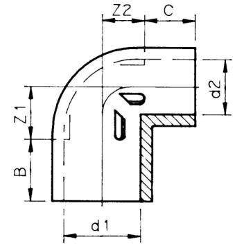 Knie verlopend 90° | VDL | PN10 | 40 x 32 mm