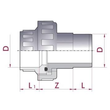 3-delige koppeling lang | Cepex | PN16 | 63 mm